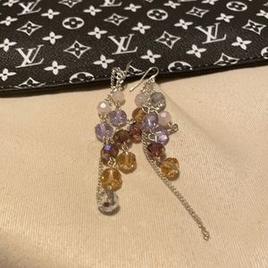 Pink, purple and topaz dangle earrings